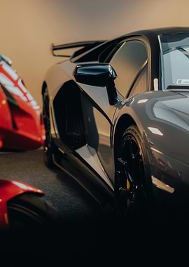 Close-up of a sleek gray sports car