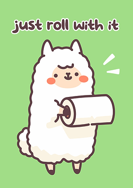 Cute Llama Holding Toilet Paper