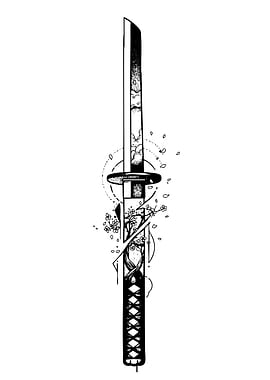 Samurai Sword with Cherry Blossoms