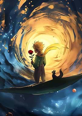 The Little Prince and his Rose in Space