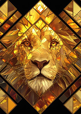 Golden Lion Mosaic Art