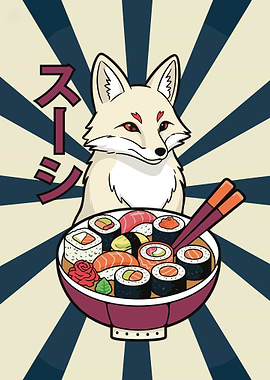 Ukiyo-e Inspired Fox Sushi Bowl