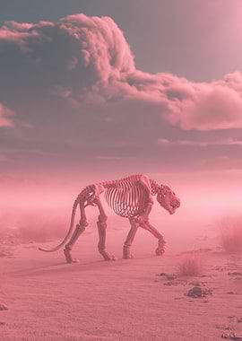 Skeleton Tiger in Pink Desert