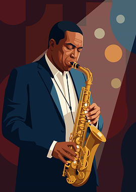 Saxophonist in a Blue Suit