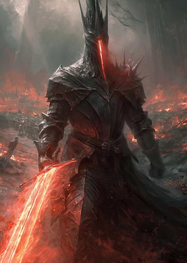 Dark Lord with Fiery Sword