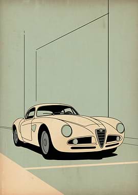 Vintage Alfa Romeo Car Art