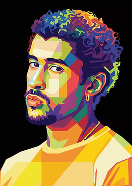 Colorful Pop Art Portrait of Bad Bunny