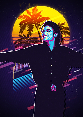Michael Jackson Retro Sunset Art