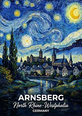 Arnsberg Germany Starry Night Painting