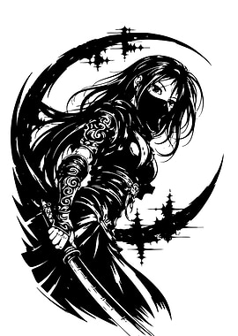 Ninja Warrior with Crescent Moon