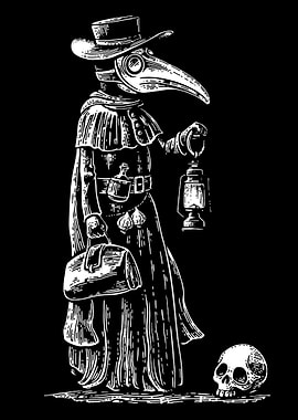 Plague Doctor with Lantern and Skull