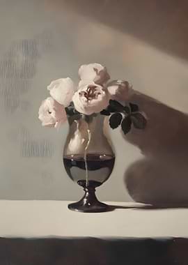 Still Life Roses in a Glass Vase