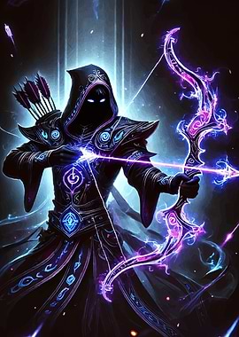 Mystical Archer with Glowing Bow