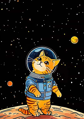 Astronaut Cat in Space