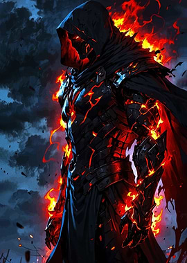 Fiery Knight in Dark Armor