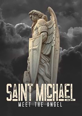 Saint Michael Statue with Clouds