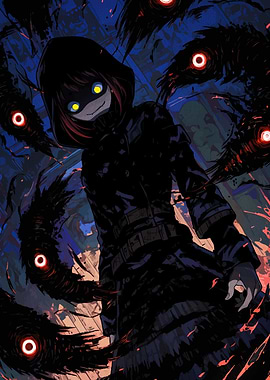 Anime Girl with Shadow Creatures