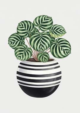 Striped Plant in Striped Pot