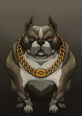Bully Dog with Gold Chain