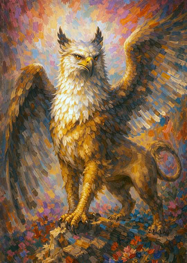 Majestic Griffin in Autumn Forest