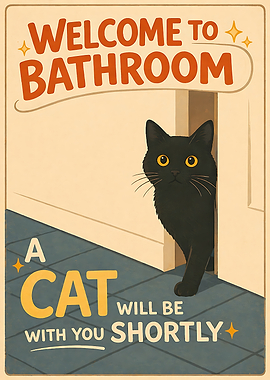 Funny Black Cat Bathroom Desgin