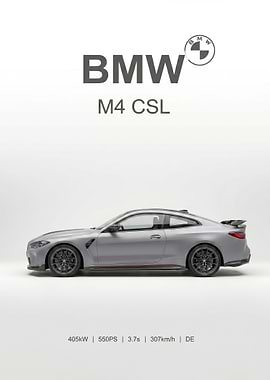 BMW M4 CSL Performance Specs poster