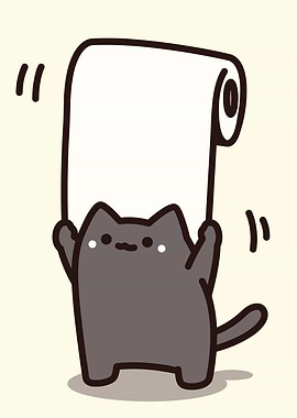 Cute Cat Holding Toilet Paper