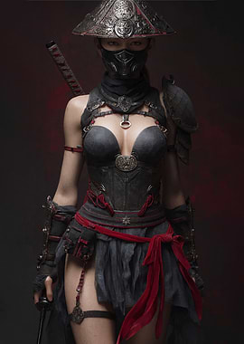 Female Ninja Warrior with Katana