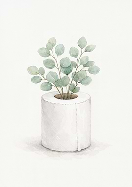 Funny Minimal Bathroom Eucalyptus Toilet Paper Roll
