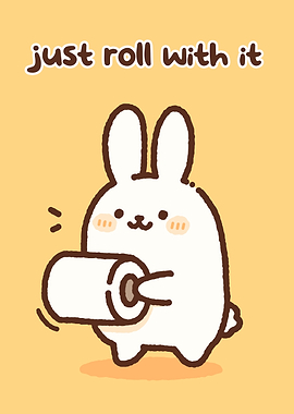 Cute Bunny Holding Toilet Paper
