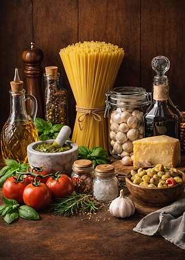 Italian Food Ingredients Still Life