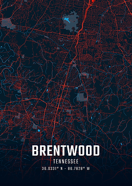 Brentwood Tennessee City Map