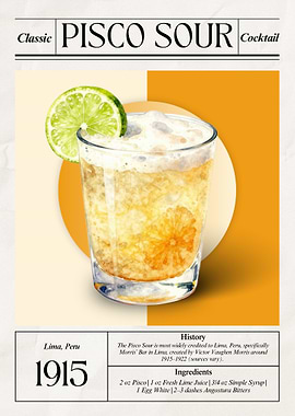 Vintage Pisco Sour Cocktail – Classic 1915 Lima Peruvian Icon