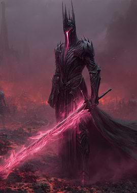 Dark Knight with Glowing Sword