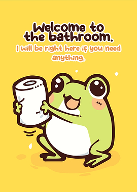 Cute Frog Holding Toilet Paper