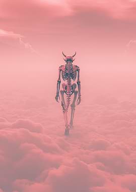 Skeleton Demon Walking on Clouds