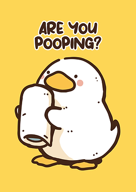 Cute Duck Holding Toilet Paper