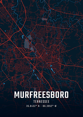 Murfreesboro Tennessee City Map