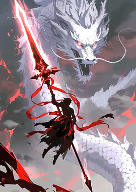 Warrior and Dragon Battle