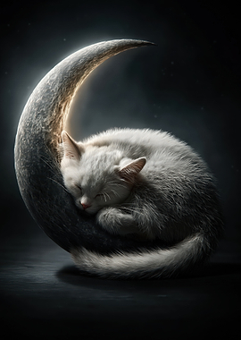 Cat Sleeping on the Moon