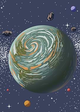 Swirling Planet in Space