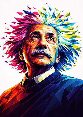 Colorful Geometric Portrait of Albert Einstein