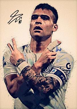 Lautaro Martinez with Signature