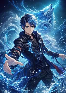 Anime Boy with Wolf Spirit