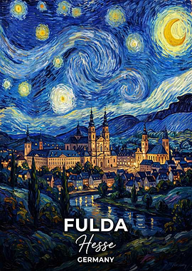 Fulda Hesse Germany Starry Night Painting