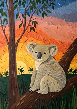 Koala in a Sunset Landscape