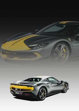 Ferrari 296 GTB with Yellow Stripes