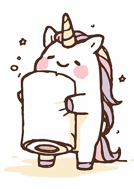 Cute Unicorn Holding Toilet Paper