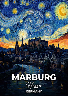Marburg Hesse Germany Starry Night Painting