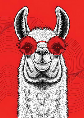 Cool Llama Wearing Red Sunglasses
